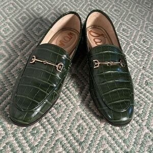 Sam Edelman Womens Loraine Green Faux Leather Slip On Loafers | size 7